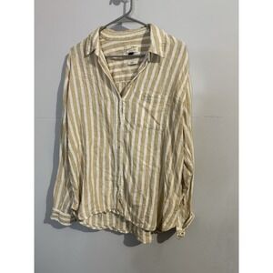 Universal‎ Thread Women's M Tan Long Sleeve Collared Linen Button-Down Shirt
